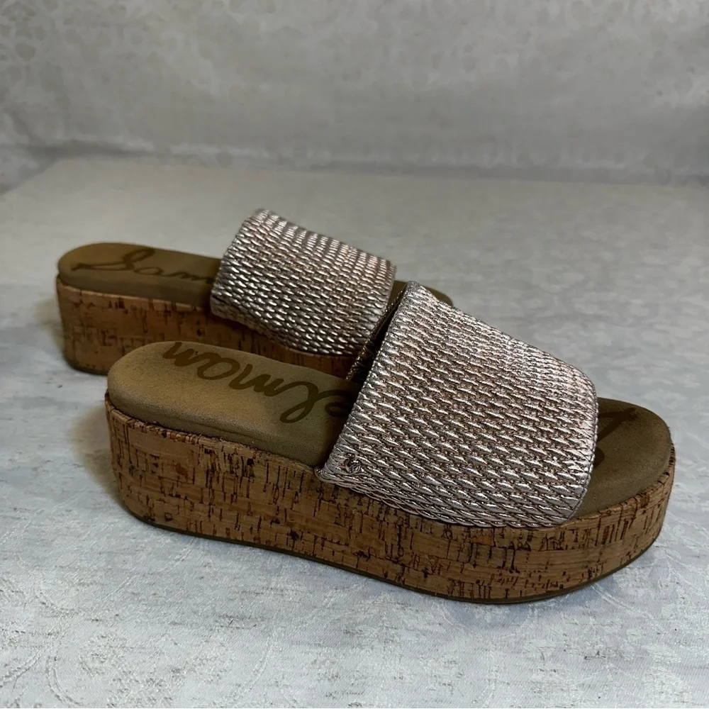Sam Edelman Metallic Woven Wedge Sandals Size 6 - Picture 6 of 10